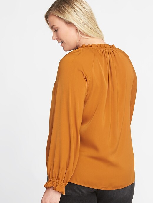 Image number 2 showing, Plus-Size Satin Tie-Neck Top