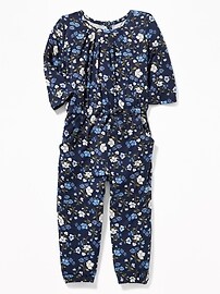 View large product image 3 of 3. Floral Cinched-Waist Jumpsuit for Toddler Girls