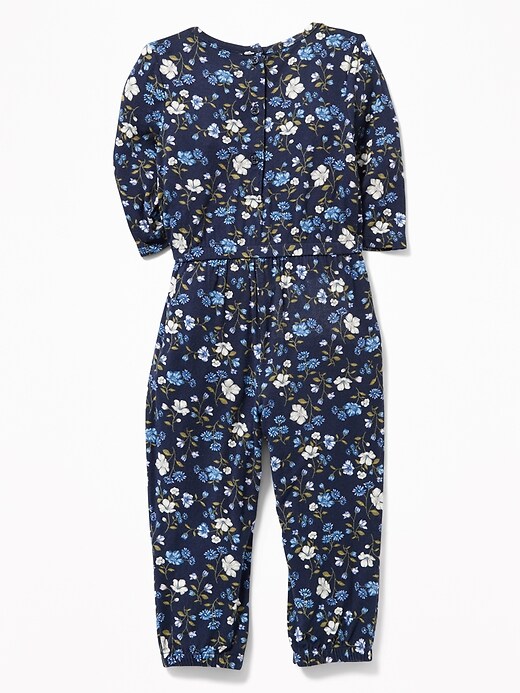 View large product image 2 of 3. Floral Cinched-Waist Jumpsuit for Toddler Girls