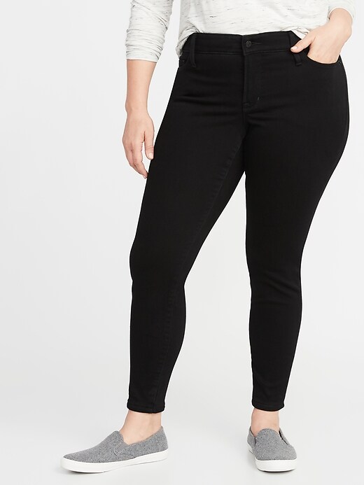 Image number 1 showing, High-Rise Secret-Slim Pockets + Waistband Built-In Warm Rockstar Super Skinny Plus-Size Jeans