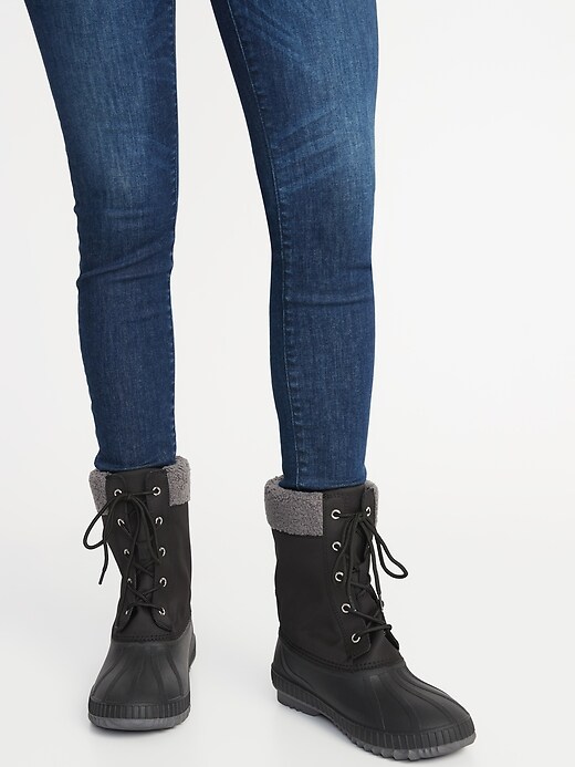 Image number 2 showing, Sherpa-Trim Lace-Up Snow Boots for Women
