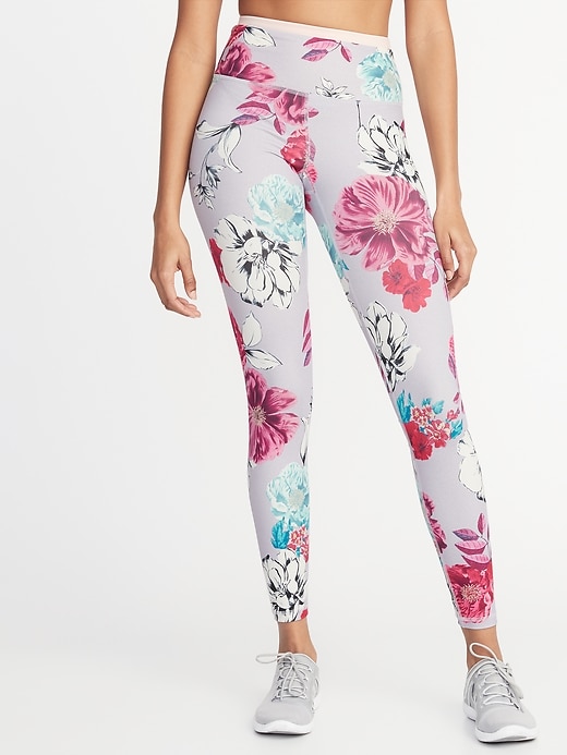 View large product image 1 of 3. High-Waisted Elevate Floral Compression Leggings For Women