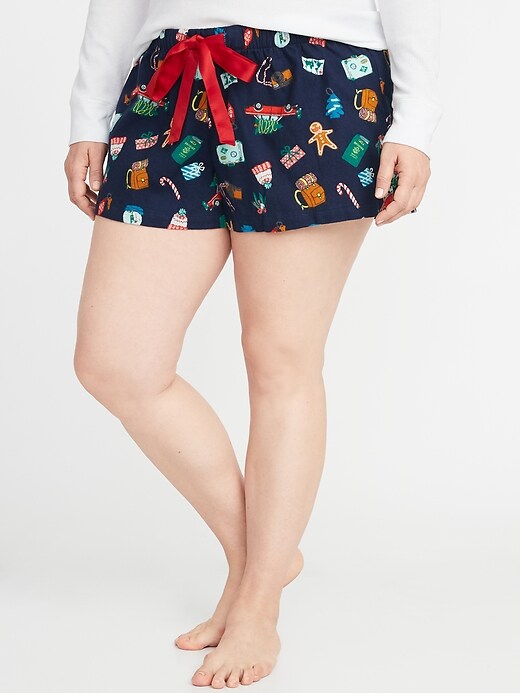View large product image 1 of 2. Printed Plus-Size Flannel Sleep Boxers - 3.5-inch inseam