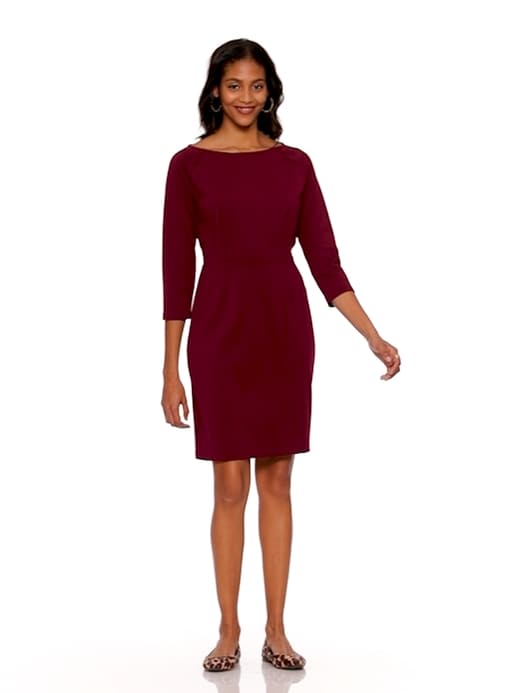 ponte knit dress 3 4 sleeve Ponte Knit 3/4 Sleeve Dress (Sale) Tuscan Olive / 18