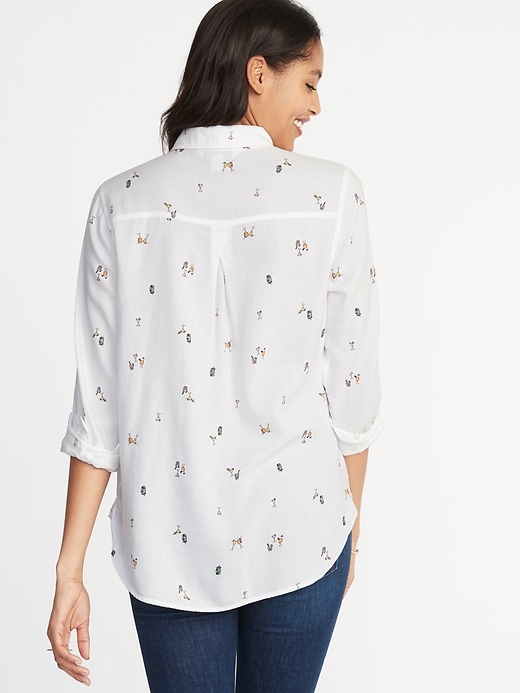 Image number 2 showing, Relaxed Cocktail-Print Classic Shirt for Women