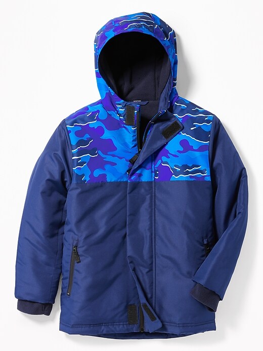 View large product image 1 of 1. Relaxed Water-Resistant Color-Block Snow Jacket for Boys