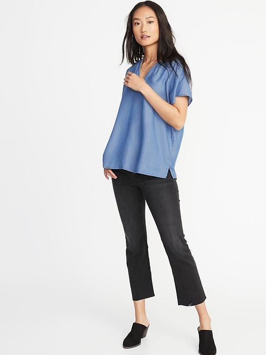 Image number 3 showing, Relaxed Split-Neck Tencel&#174 Top for Women