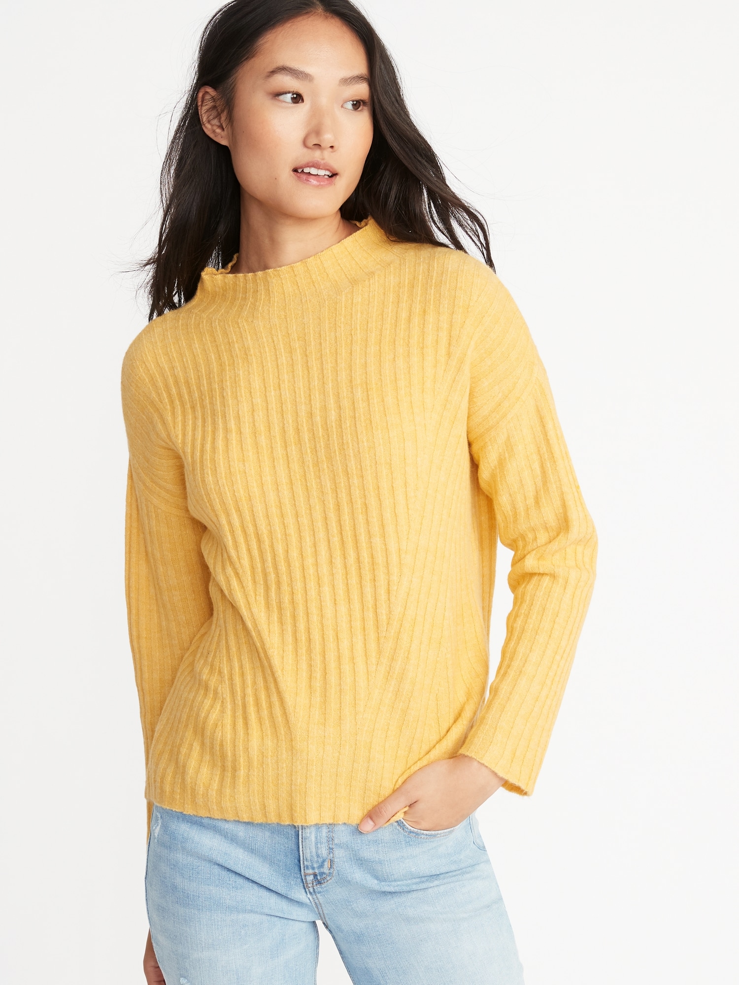 Mock-Neck Rib-Knit Sweater for Women | Old Navy