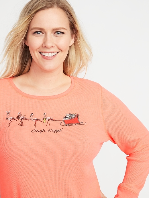Image number 4 showing, Slim-Fit Plus-Size Christmas Graphic Thermal-Knit Tee