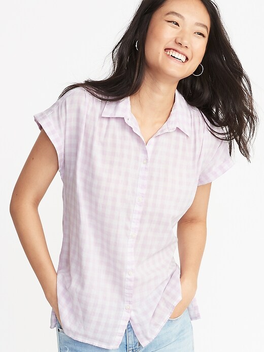 Image number 1 showing, Relaxed Cap Sleeve Shirt for Women