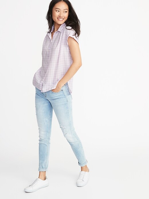 Image number 3 showing, Relaxed Cap Sleeve Shirt for Women