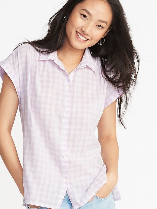 Image number 4 showing, Relaxed Cap Sleeve Shirt for Women