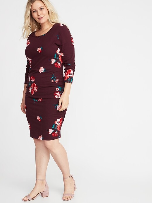 View large product image 1 of 1. Jersey Scoop-Neck Plus-Size Bodycon Dress