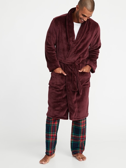 View large product image 1 of 2. Plush Sherpa Tie-Belt Robe