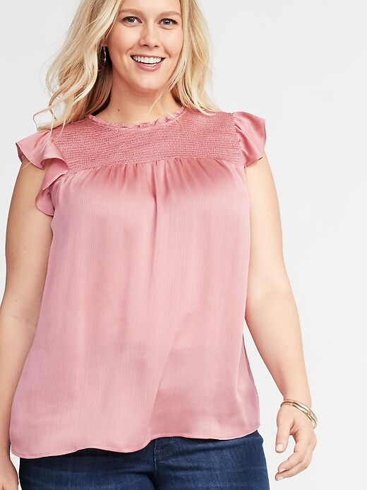 Image number 1 showing, Plus-Size Ruffled Swing Blouse