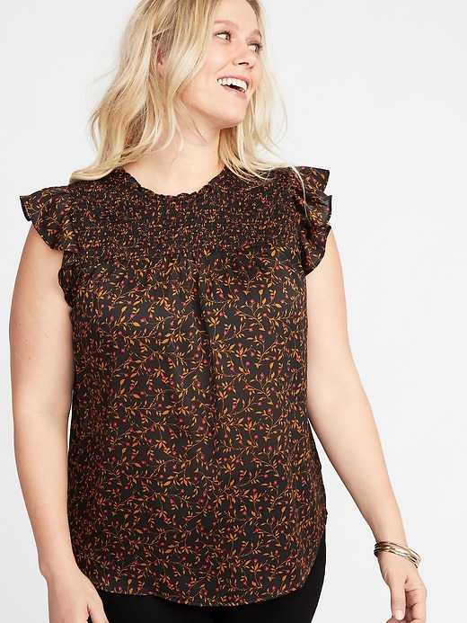 View large product image 1 of 1. Plus-Size Ruffled Swing Blouse
