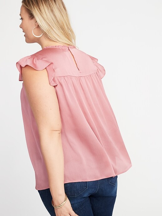 Image number 2 showing, Plus-Size Ruffled Swing Blouse