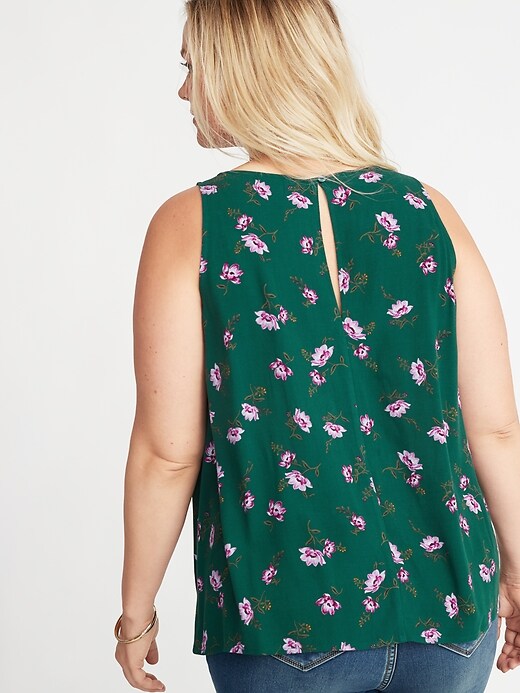 Image number 2 showing, Floral-Print High-Neck Crepe Plus-Size Swing Tank