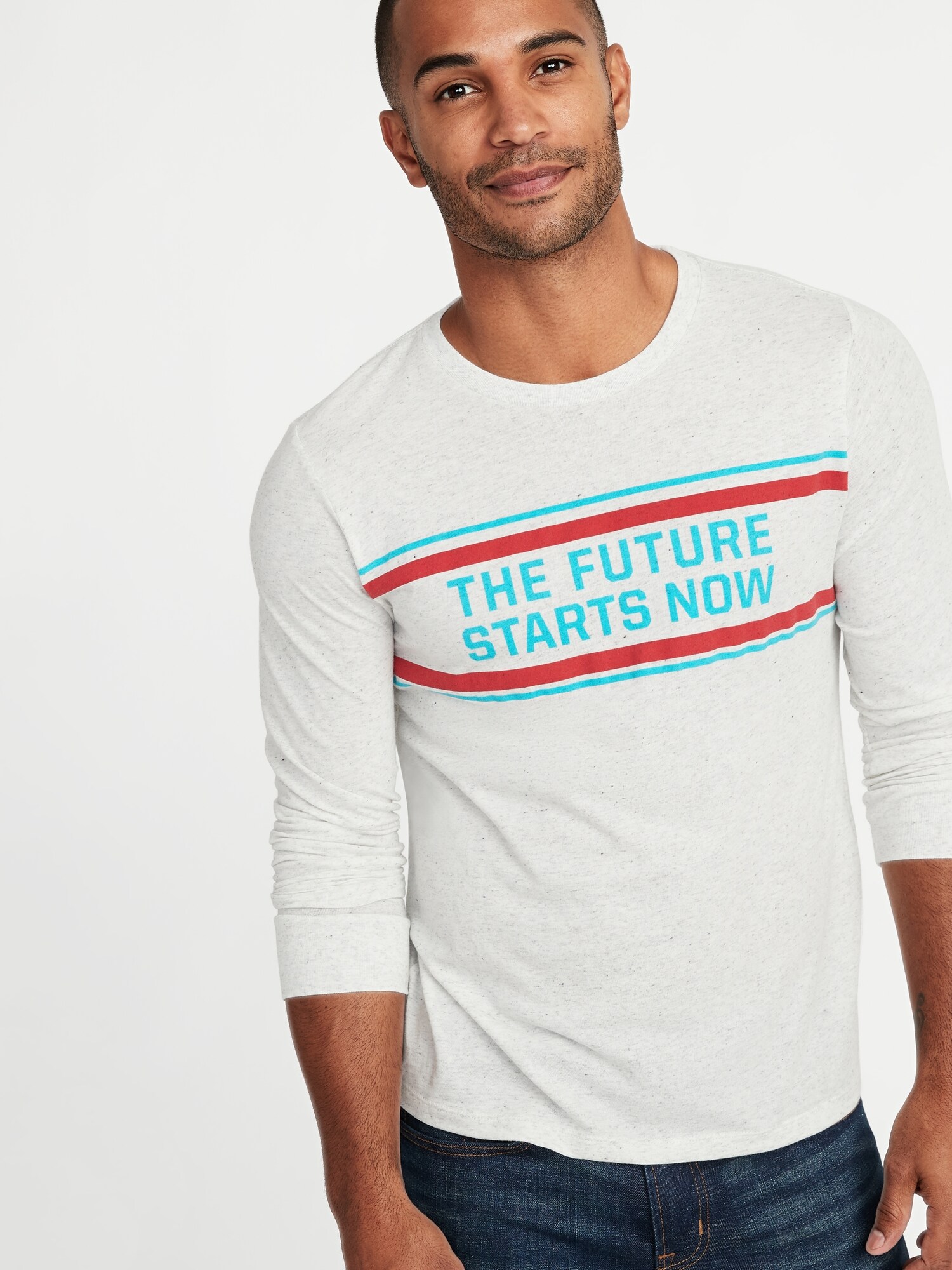 Soft-Washed Graphic Long-Sleeve Tee for Men | Old Navy