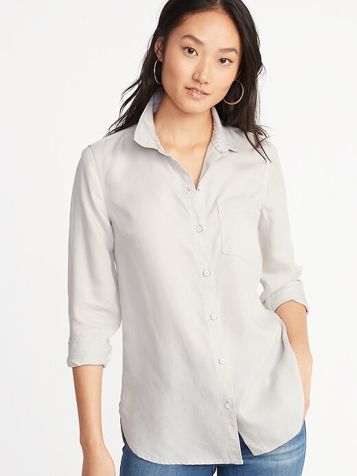 View large product image 1 of 1. Relaxed Tencel&#174 Shirt for Women