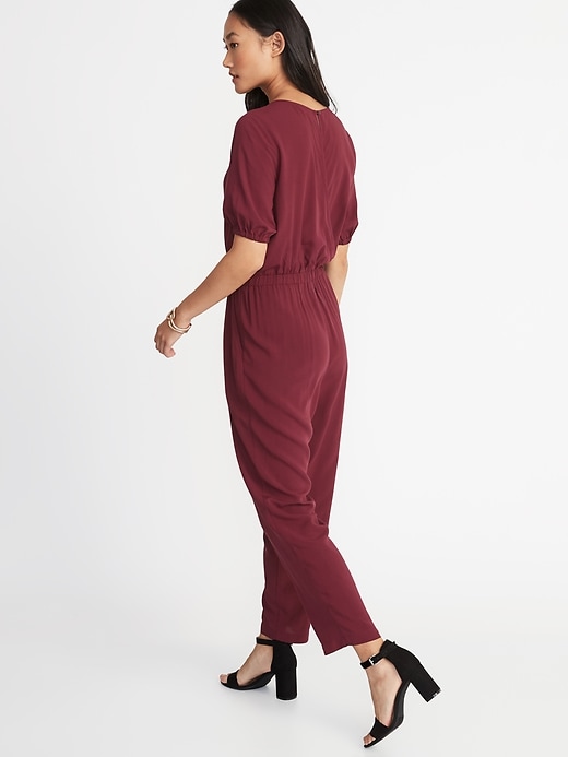 Image number 2 showing, Waist-Defined Balloon-Sleeve Jumpsuit for Women