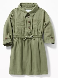 View large product image 3 of 3. Cinched-Waist Utility Shirt Dress for Toddler Girls