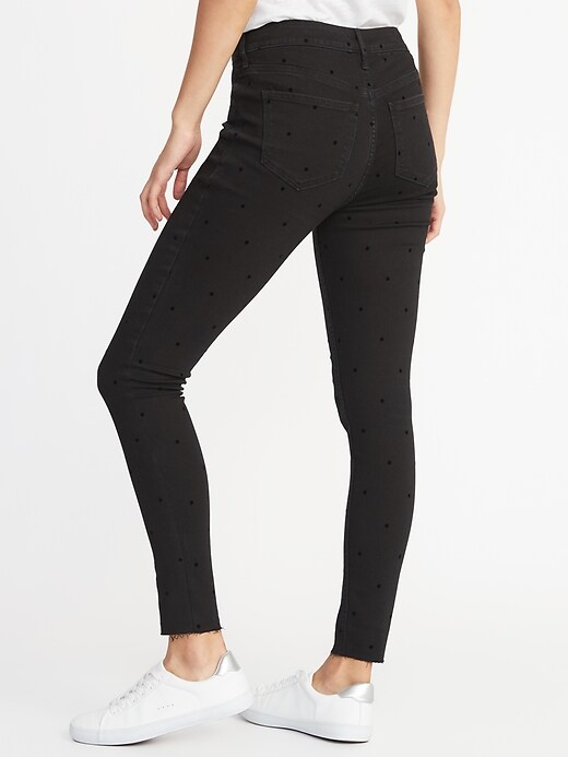 Image number 2 showing, Mid-Rise Raw-Edge Velvet-Dot Rockstar Super Skinny Jeans for Women