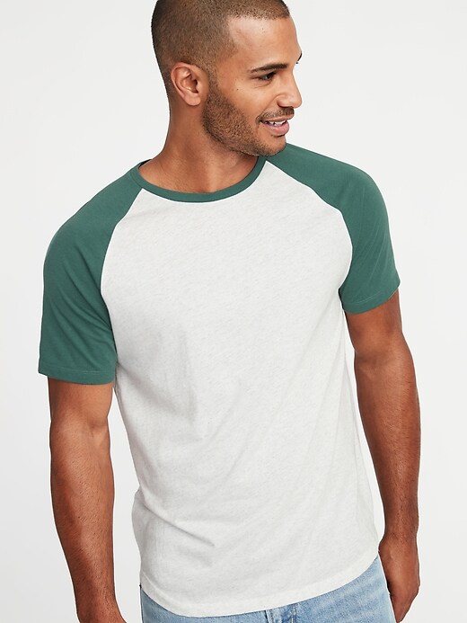 Image number 1 showing, Soft-Washed Color-Block Raglan T-Shirt for Men