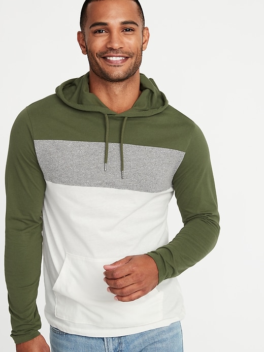 View large product image 1 of 1. Color-Blocked Hooded Tee