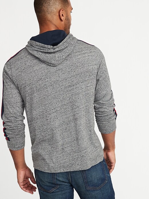 Image number 2 showing, Lightweight Jersey Sleeve-Stripe Pullover Hoodie