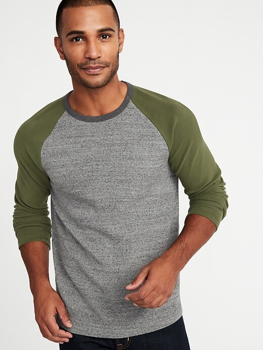 View large product image 1 of 1. Soft-Washed Plush-Knit Raglan Tee