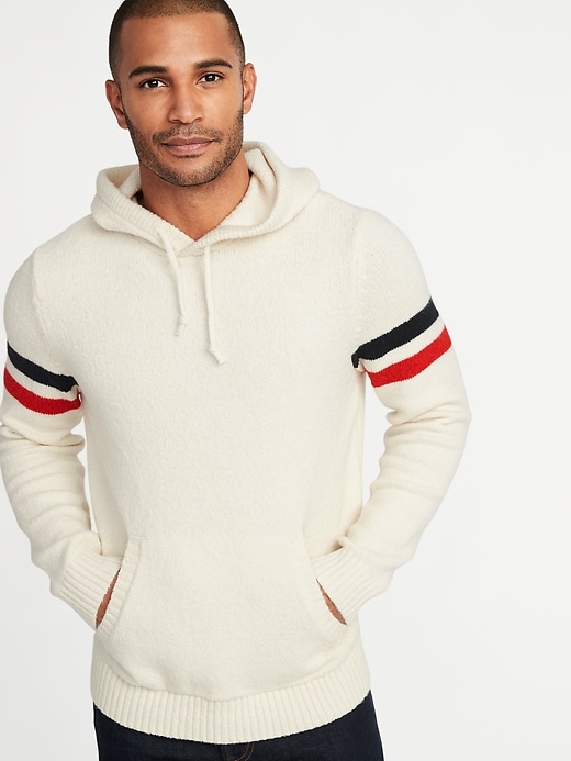 Image number 1 showing, Built-In Flex Sleeve-Stripe Sweater Hoodie