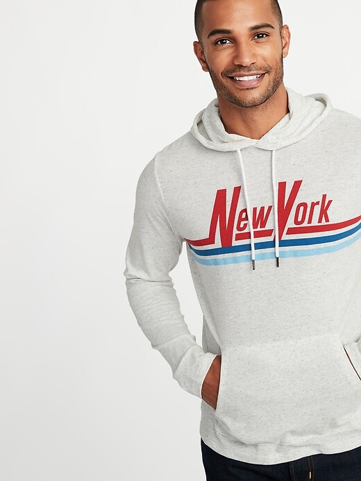 Image number 1 showing, "New York" Graphic Lightweight Pullover Hoodie