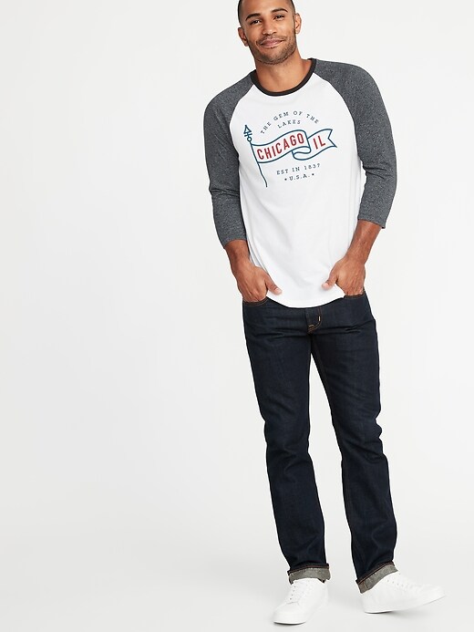 Image number 3 showing, "Chicago" Graphic 3/4-Length Raglan-Sleeve Tee