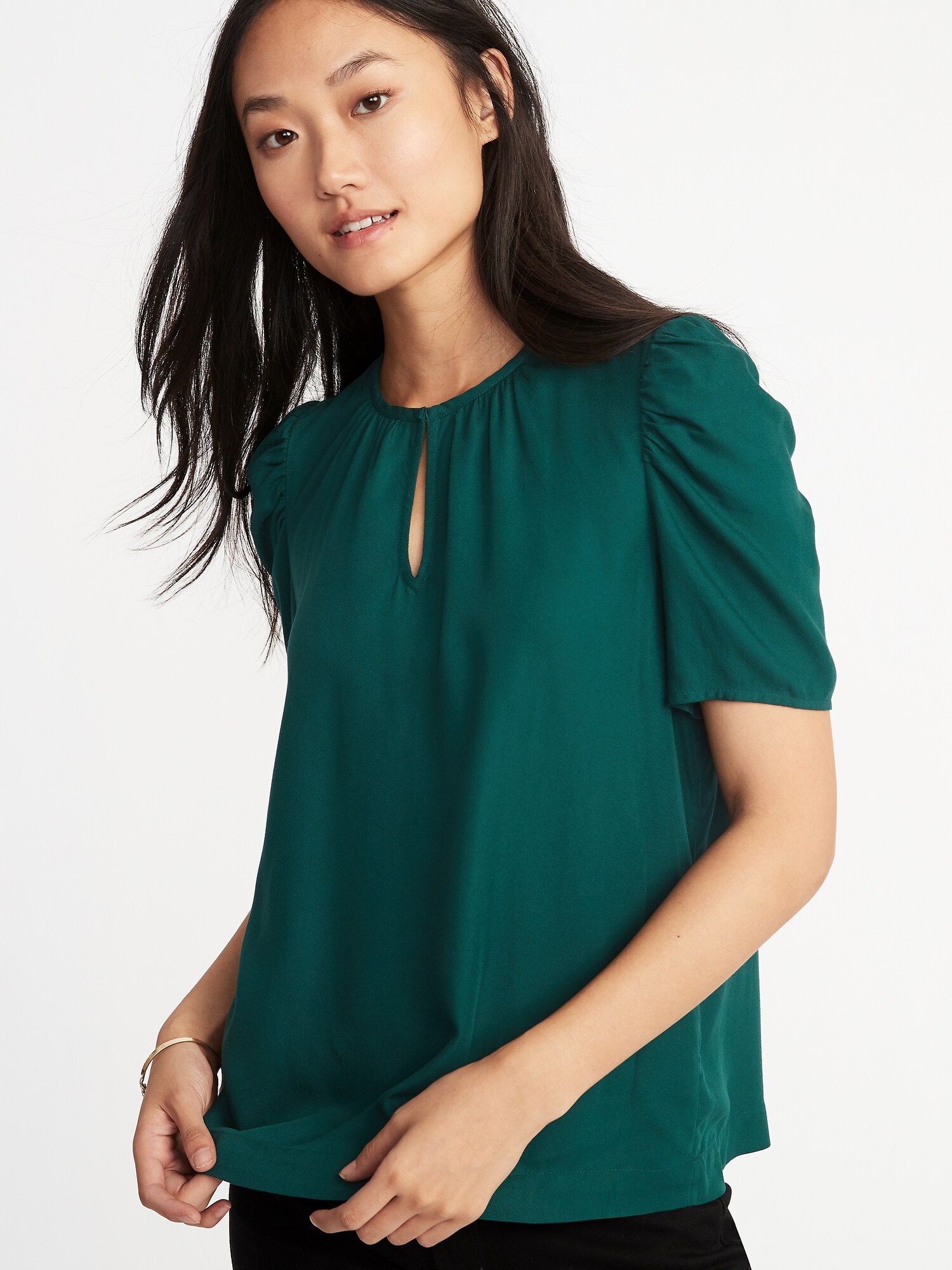 Shirred Twill Top For Women | Old Navy