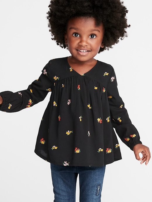 View large product image 1 of 4. Floral V-Neck Blouse for Toddler Girls