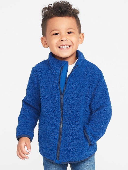 View large product image 1 of 1. Mock-Neck Sherpa Zip Jacket for Toddler Boys
