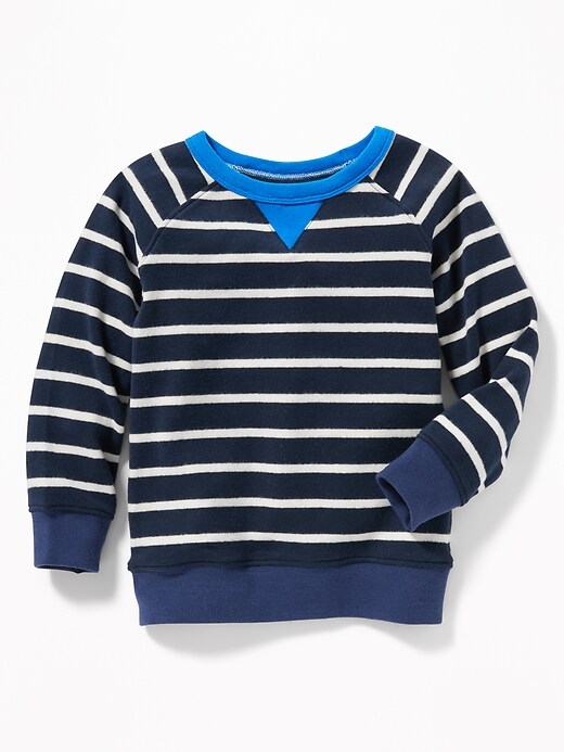 View large product image 1 of 2. Striped Raglan Crew-Neck Sweatshirt for Toddler Boys