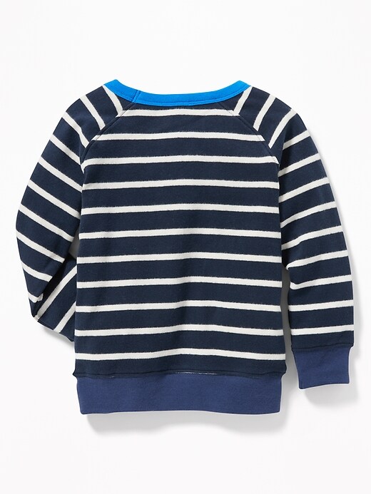 View large product image 2 of 2. Striped Raglan Crew-Neck Sweatshirt for Toddler Boys