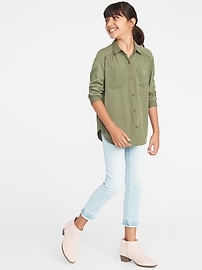 View large product image 3 of 3. Lightweight Twill Utility Tunic Shirt for Girls