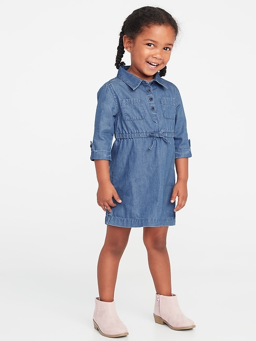 View large product image 1 of 3. Chambray Shirt Dress for Toddler Girls