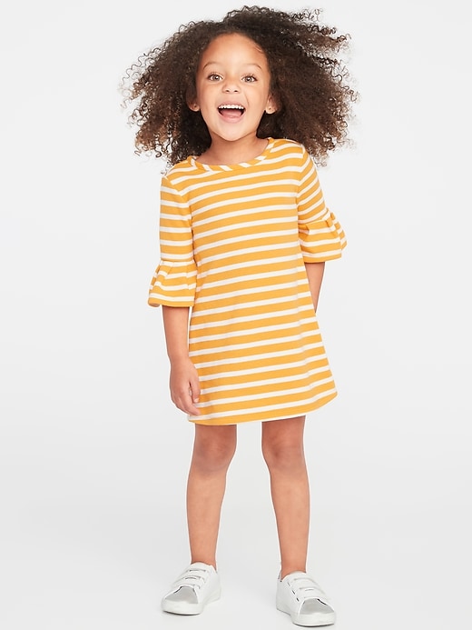 View large product image 1 of 1. French-Terry Ruffle-Sleeve Shift Dress for Toddler Girls