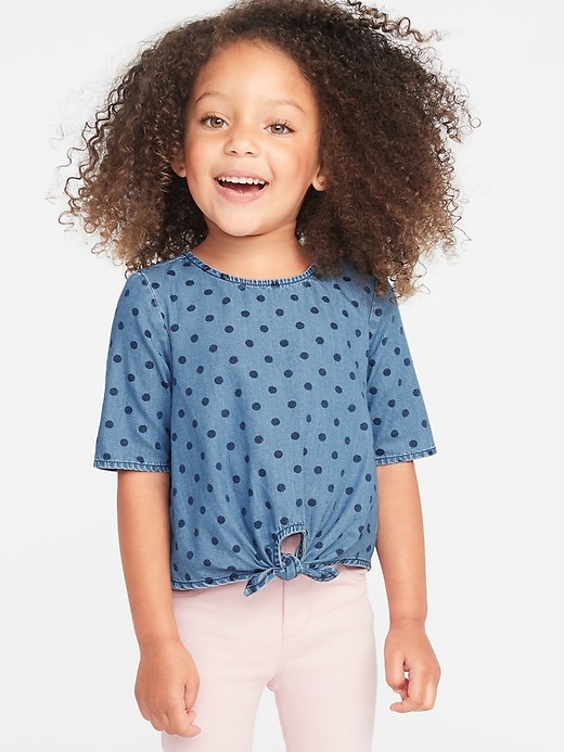 View large product image 1 of 4. Chambray Tie-Front Top for Toddler Girls