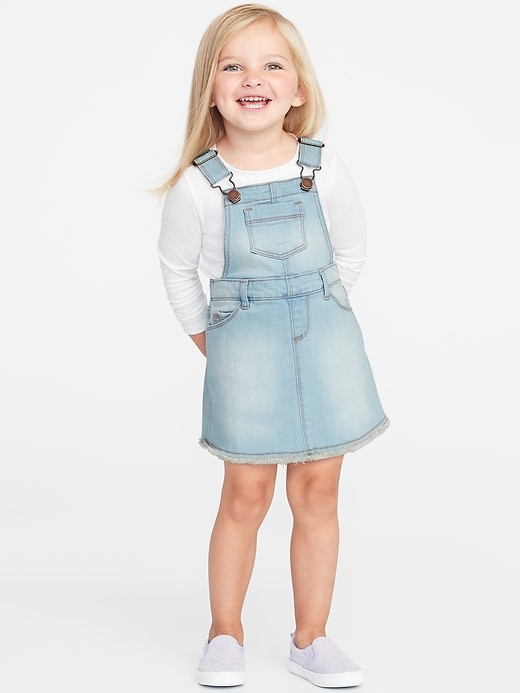 View large product image 1 of 3. Raw-Edge Jean Skirtalls for Toddler Girls