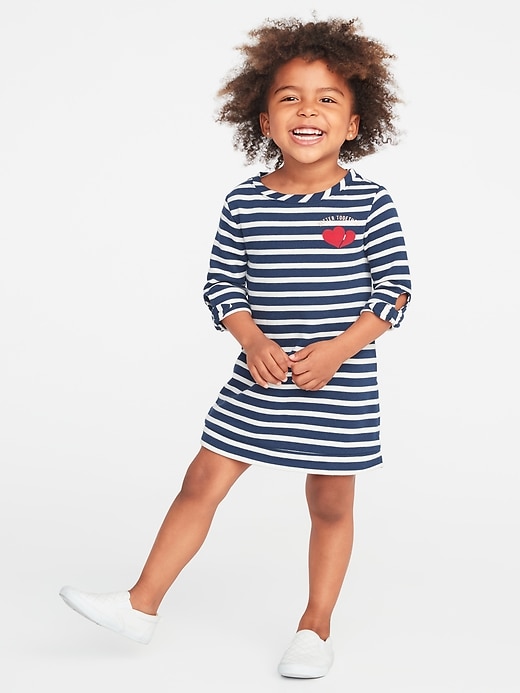 View large product image 1 of 1. French-Terry Graphic Shift Dress for Toddler Girls