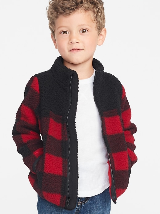 View large product image 1 of 4. Mock-Neck Sherpa Zip Jacket for Toddler Boys