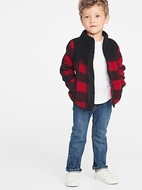 View large product image 3 of 4. Mock-Neck Sherpa Zip Jacket for Toddler Boys