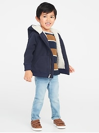 View large product image 3 of 4. Sherpa-Lined Micro Performance Fleece Zip Hoodie for Toddler Boys