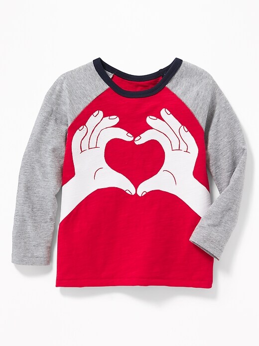 View large product image 1 of 1. Valentine-Graphic Raglan Tee for Toddler Boys
