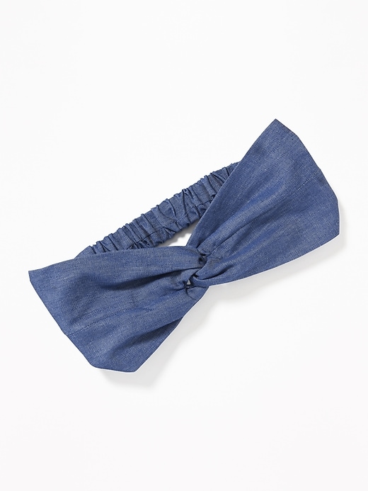 View large product image 1 of 1. Knotted Chambray Head Wrap For Women
